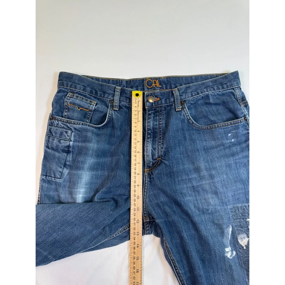 Kimes Ranch Jeans Mens 36x38 Blue Cal Straight Leg Made in USA Distressed Denim